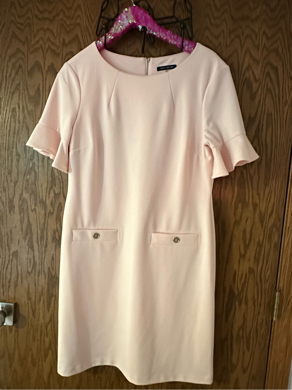 Light Pink Short Sleeve Shift Dress - Size 12 - Tommy Hilfiger